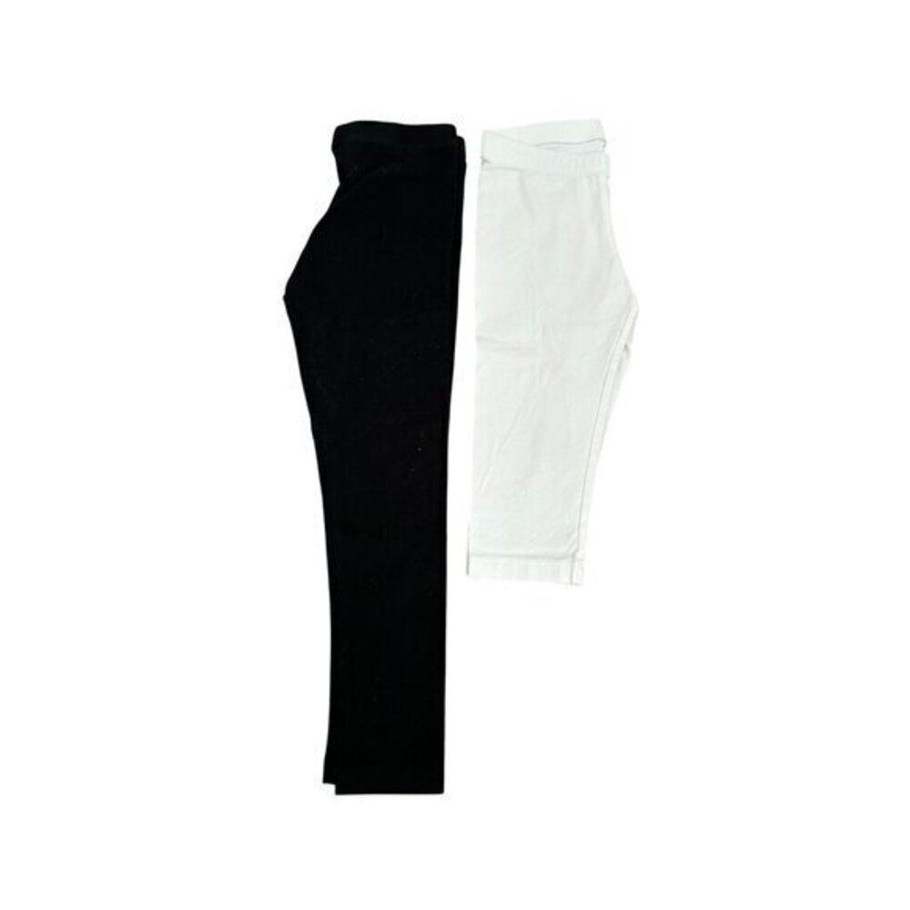 Cat & Jack Kids White & Black Cotton Blend Leggings 5 (6/6X)